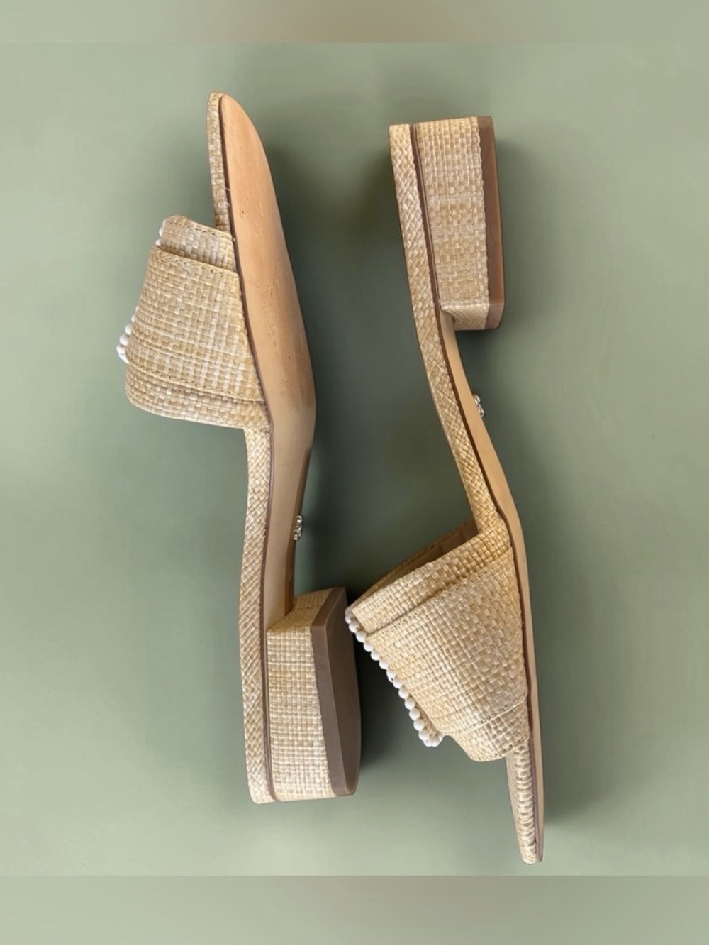 Sam Edelman Raffia Deacon Buckle Slide Sandals - Size 8.5 - Picture 11 of 14